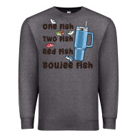 Charcoal Heather one fish two fish red fish boujee fish Premium Sweatshirt - MaliasSmallBusiness
