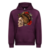 Mauve Wine leopard bandana and roses skull Urban Hoodie - Jasminsmagicworld