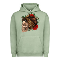 Pigment Oil Green leopard bandana and roses skull Urban Hoodie - Jasminsmagicworld