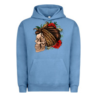 Pigment Pebble Blue leopard bandana and roses skull Urban Hoodie - Jasminsmagicworld
