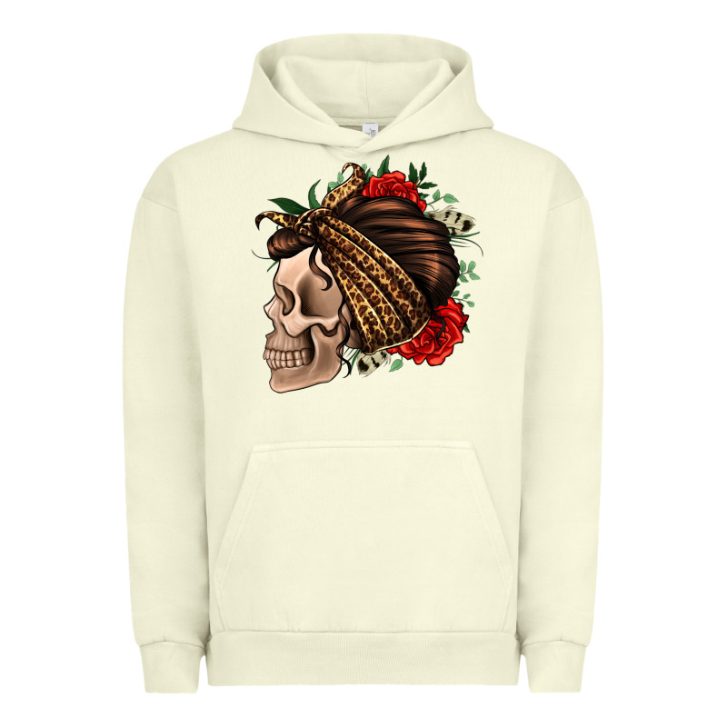 Leopard Bandana And Roses Skull Urban Hoodie by Jasminsmagicworld | Teevron