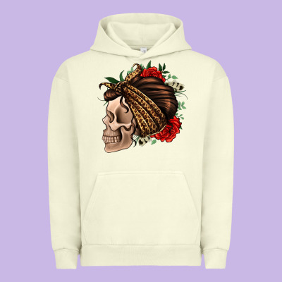 Leopard Bandana And Roses Skull Urban Hoodie Designed By Jasminsmagicworld