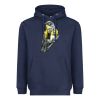 Navy yellow rumped warbler Heavyweight Hoodie - LillyAllenDesigns