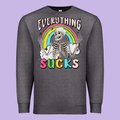 Everything Sucks Premium Sweatshirt Designed By Maliassmallbusiness