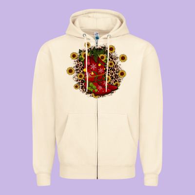 Boots Wood Slice Ornament Zipper Hoodie Designed By Jahusdesignshop