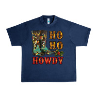 Navy christmas cowboy boots ho ho howdy Urban Heavy Tee - RanaPortraitStore