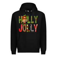 Black Holly Jolly elf gnome Premium Hoodie - NancyCooperArtShop