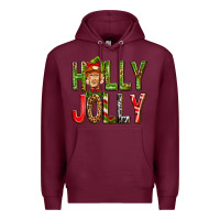 Burgundy Holly Jolly elf gnome Premium Hoodie - NancyCooperArtShop