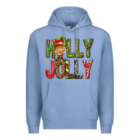 Colony Blue Holly Jolly elf gnome Premium Hoodie - NancyCooperArtShop