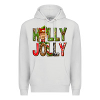 Dove Grey Holly Jolly elf gnome Premium Hoodie - NancyCooperArtShop