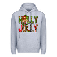 Heather Grey Holly Jolly elf gnome Premium Hoodie - NancyCooperArtShop