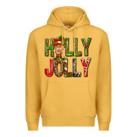 Mustard Holly Jolly elf gnome Premium Hoodie - NancyCooperArtShop