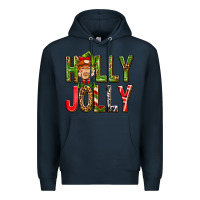 Navy Holly Jolly elf gnome Premium Hoodie - NancyCooperArtShop