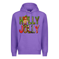 Purple Holly Jolly elf gnome Premium Hoodie - NancyCooperArtShop