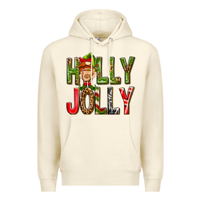 Holly Jolly Elf Gnome Premium Hoodie by NancyCooperArtShop | Teevron