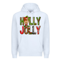 White Holly Jolly elf gnome Premium Hoodie - NancyCooperArtShop