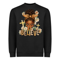 Black believe praying afro messy bun Heavyweight Sweatshirt - texasbilliewilder