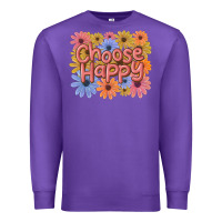 Purple choose happy Premium Sweatshirt - MaliasSmallBusiness