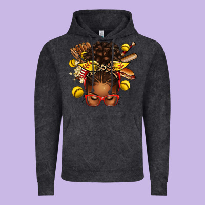 Softball Afro Messy Bun Vintage Hoodie Designed By Texasbilliewilder