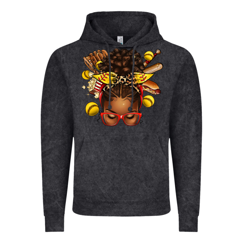 Softball Afro Messy Bun Vintage Hoodie by texasbilliewilder | Teevron