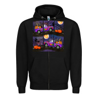 Black halloween spooky truck seamless pattern Zipper Hoodie - BundleAndBundleShop