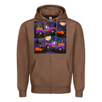 Chestnut halloween spooky truck seamless pattern Zipper Hoodie - BundleAndBundleShop