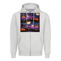 Dove Grey halloween spooky truck seamless pattern Zipper Hoodie - BundleAndBundleShop