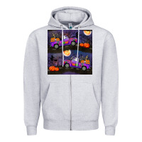 Heather Grey halloween spooky truck seamless pattern Zipper Hoodie - BundleAndBundleShop