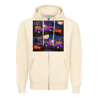 Sandshell halloween spooky truck seamless pattern Zipper Hoodie - BundleAndBundleShop