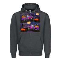 Smoke halloween spooky truck seamless pattern Zipper Hoodie - BundleAndBundleShop