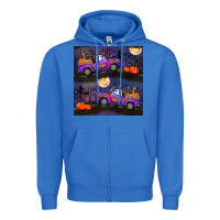 True Royal halloween spooky truck seamless pattern Zipper Hoodie - BundleAndBundleShop