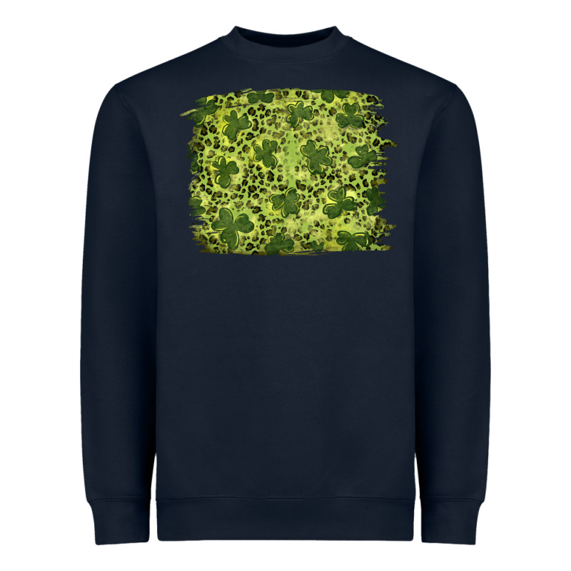 St Patrick's Day Shamrock Leopard Background Heavyweight Sweatshirt by RanaPortraitStore | Teevron