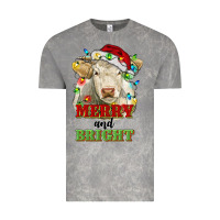 Cloud Rock merry and bright charolais cattle cow with christm Vintage Tee - RanaPortraitStore