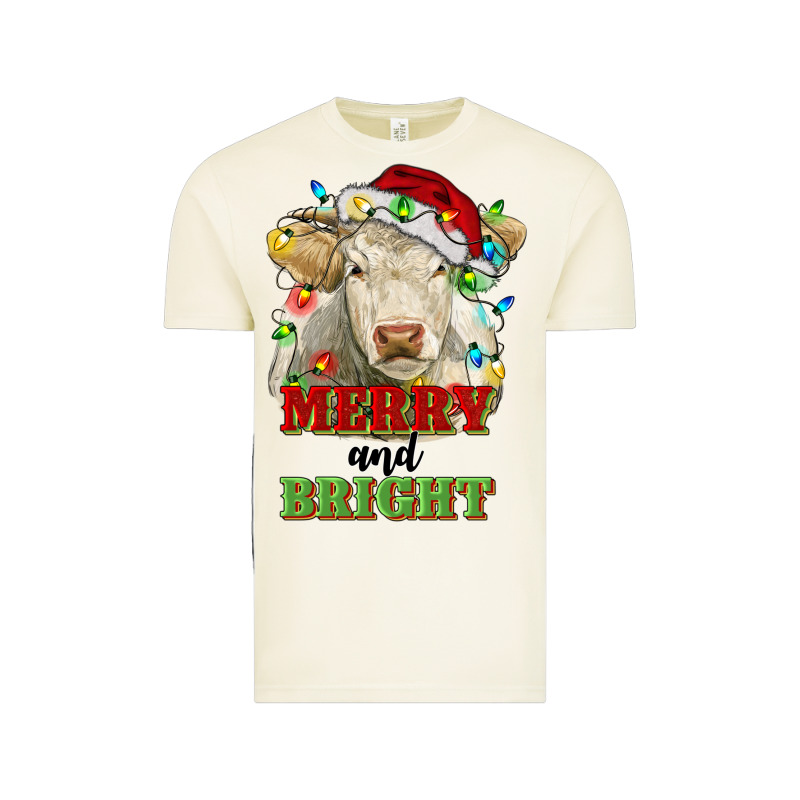 Merry And Bright Charolais Cattle Cow With Christm Vintage Tee by RanaPortraitStore | Teevron