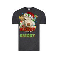 Vintage Black merry and bright charolais cattle cow with christm Vintage Tee - RanaPortraitStore