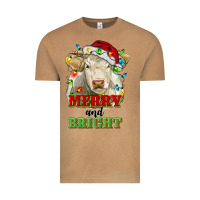 Vintage Camel merry and bright charolais cattle cow with christm Vintage Tee - RanaPortraitStore