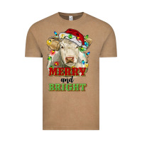 Vintage Coffee merry and bright charolais cattle cow with christm Vintage Tee - RanaPortraitStore