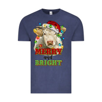 Vintage Denim merry and bright charolais cattle cow with christm Vintage Tee - RanaPortraitStore