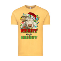 Vintage Mustard merry and bright charolais cattle cow with christm Vintage Tee - RanaPortraitStore