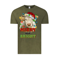 Vintage Olive merry and bright charolais cattle cow with christm Vintage Tee - RanaPortraitStore