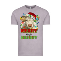 Vintage Zinc merry and bright charolais cattle cow with christm Vintage Tee - RanaPortraitStore