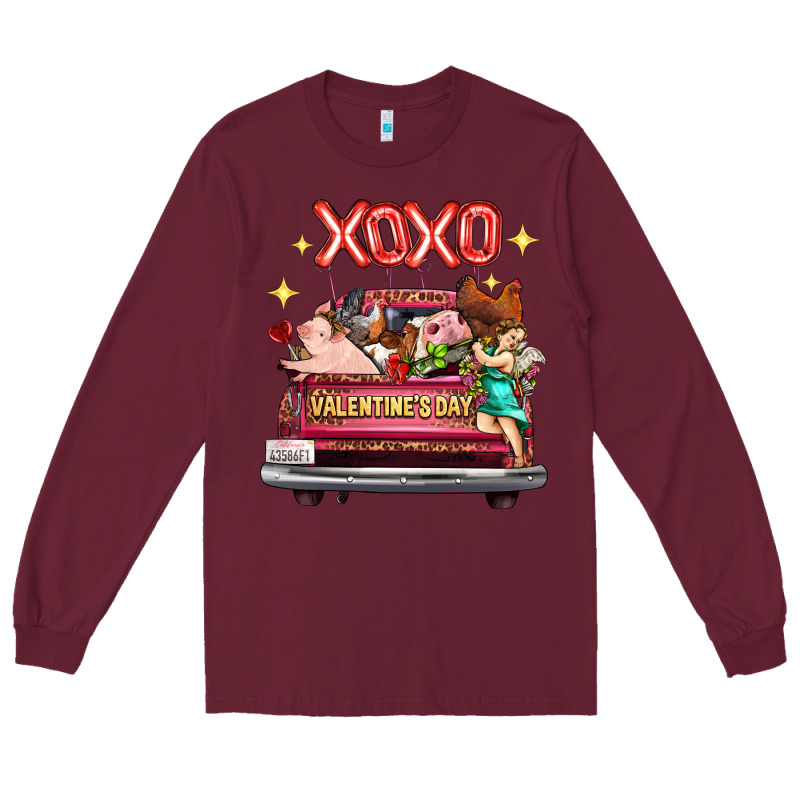 Valentine's Day Truck Farm Animals Cupid Xoxo Long Sleeve Tee by FaDigitalArtStudio | Teevron