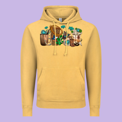 Western Coffee Cups Vintage Hoodie Designed By Texasbilliewilder