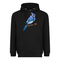 Black Blue Jay Bird Heavyweight Hoodie - LillyAllenDesigns