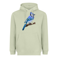 Matcha Blue Jay Bird Heavyweight Hoodie - LillyAllenDesigns