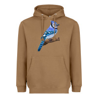 Toasted Coconut Blue Jay Bird Heavyweight Hoodie - LillyAllenDesigns