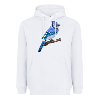 White Blue Jay Bird Heavyweight Hoodie - LillyAllenDesigns