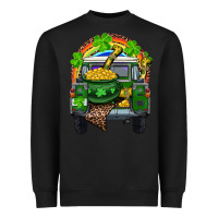 Black St Patrick's Day Truck With Pot Of Gold Horseshoe And Rainbow Heavyweight Sweatshirt - RanaPortraitStore