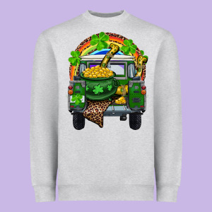 St Patrick's Day Truck With Pot Of Gold Horseshoe And Rainbow Heavyweight Sweatshirt Designed By Ranaportraitstore