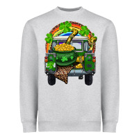 Heather Grey St Patrick's Day Truck With Pot Of Gold Horseshoe And Rainbow Heavyweight Sweatshirt - RanaPortraitStore